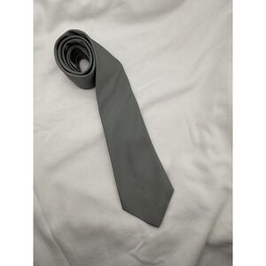 YVES SAINT LAURENT Vintage Solid grey Neck Tie With YSL Grey Embroidered Logo